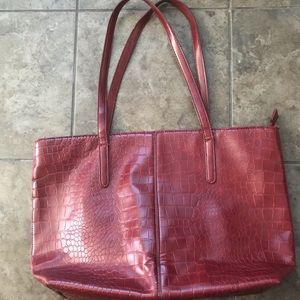 Red, vegan-leather carry-all/purse
